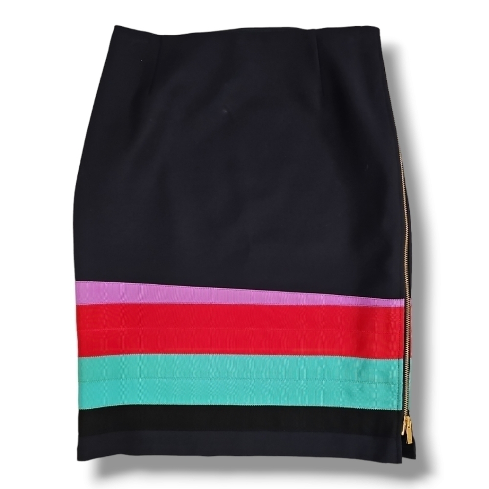 Carlisle Black, Red, Green & Purple Color Block Pencil Skirt - Size 2